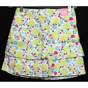 2007 Gymboree Candy Apple 10 Slim Skorts Pleated Double Layer Green Flower Adjus
